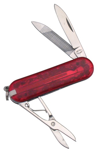 15-538CLR SWISS GENTS CLEAR RED   2 1/4" [Frost Cutlery]