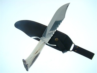 HR-5000PS H&R POLISHED STAG BOWIE W/SH 16" [Hen & Rooster]